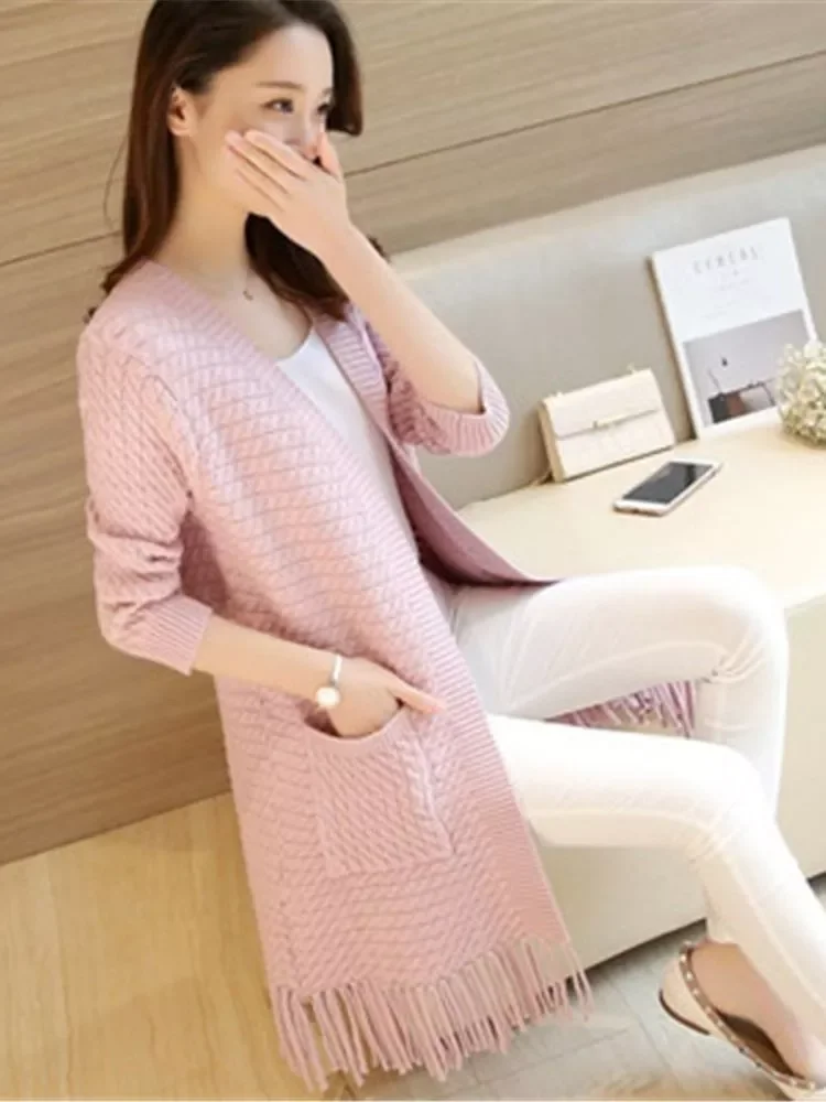 

New2022 New Spring 2022 Women Sweater Cardigans Casual Warm Long Design Female Knitted Sweater Coat Cardigan Sweater Lady PZ1515