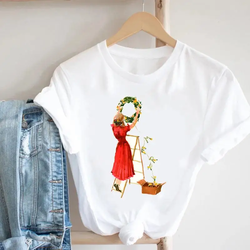 

Women New Year Happy Holiday 90s Trend Style Trend Print Merry Christmas Cartoon Tshirt Graphic 2022 T-shirts Top Travel Tee