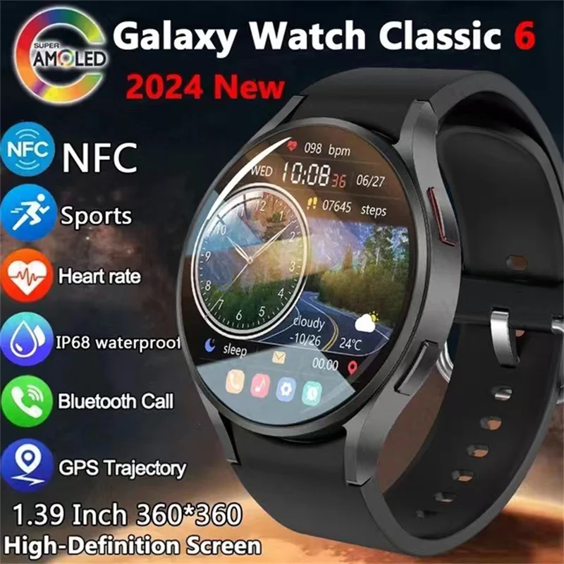 Смарт-часы Для Мужчин Совместимые С Samsung Galaxy Watch 6 GPS-треком Amoled Display Непрерывный
