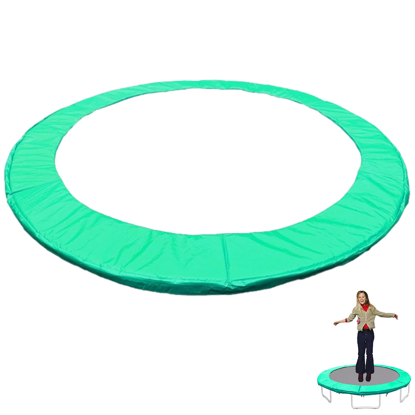 Trampoline Pad Replacement Safety Pad Waterproof Trampoline Spring Cover No Holes For Pole 6ft 8ft 10ft Frame Size Green