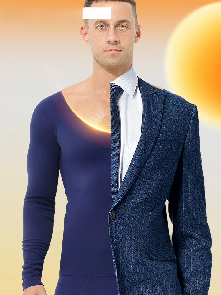 Мужской утепленный HEATTECH на флисовой подкладке осенне-зимний цельный теплый топ