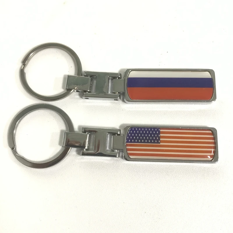 

Keychain United States Russia Flags Metal National Day Gift Decoration For Ford Chevrolet Tesla Gaz Car Motorcycle Accessories