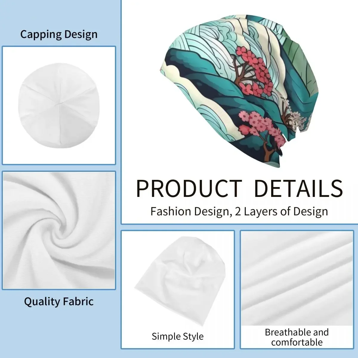 Японские шапки-бини с японским пейзажем вязаная шапка Kpop повязка на голову для