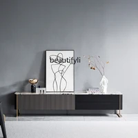 CXH Italian Minimalist Marble TV Cabinet Modern Simple and Light Luxury Living Room Floor Cabinet