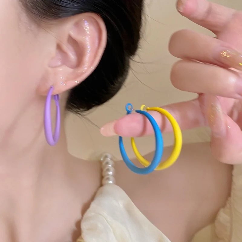 Дофамин преувеличенные большие серьги-кольца женские летние приморские