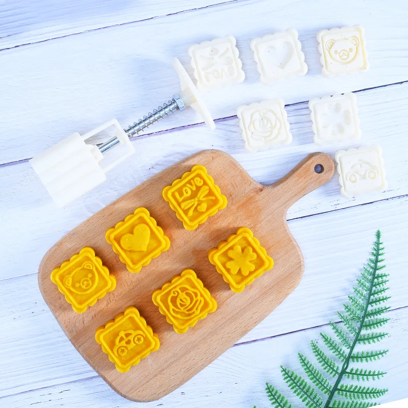 

Hand pressed 50g cartoon mid autumn moon cake mold square mung bean cake ice skin baking tool