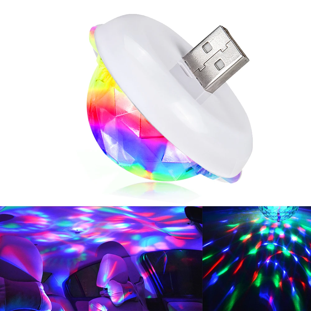 

1PC Car Led Auto USB Ambient Light DJ RGB Mini Colorful Music Sound Light USB-C Interface Apple Interface Holiday Party Karaoke