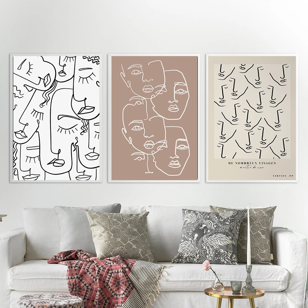

Abstract Line Drawing Poster Human Face Black White Canvas Painting Nordic Art Print Modern Wall Picture Living Room Home Decor