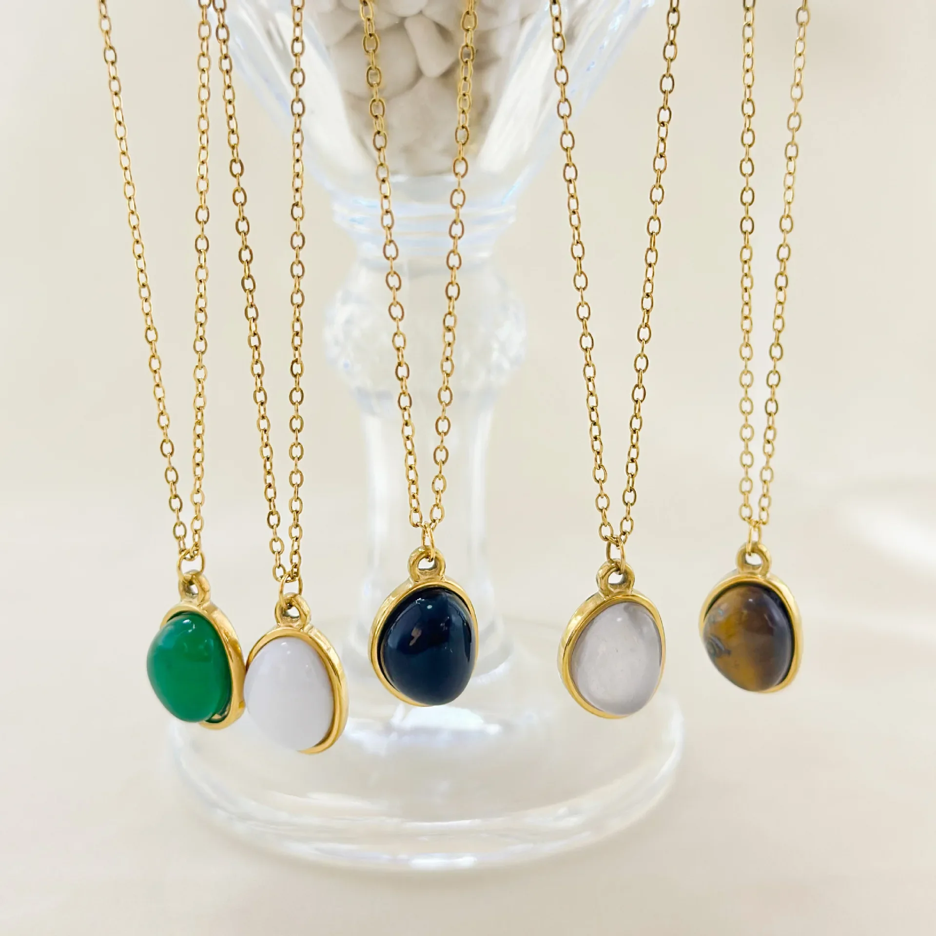 Винтажное ожерелье с подвеской сделай сам аксессуар из золота и камня титановая