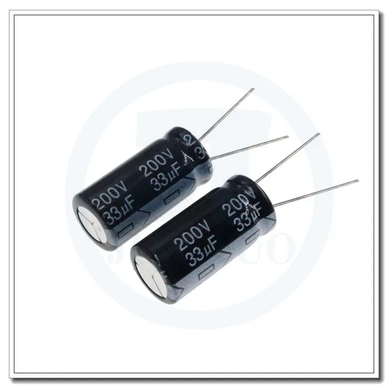 Фото 20 шт. 33UF200V 200V33UF 33MFD 200Вольт 10x16 мм радиальные алюминиевые электролитические конденсаторы №1