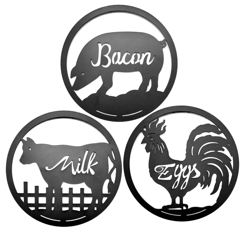 

Металлическая сковорода петух свинка, Настенный декор, минималистичные животные, настенное искусство, черная проволока, Железный Декор, на...