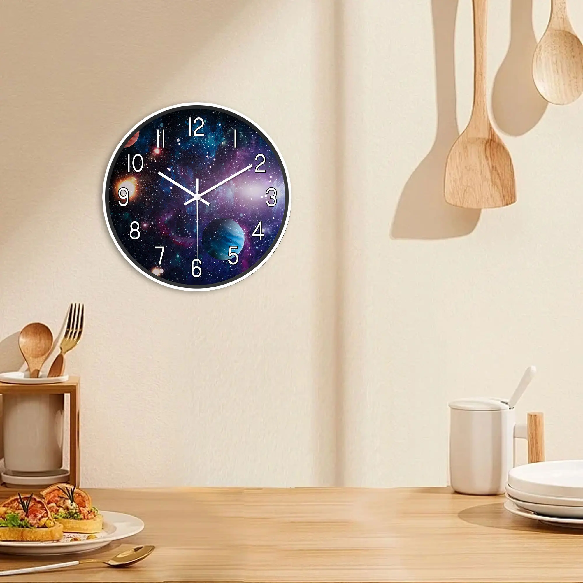 Galaxy Солнечная Система Планет Круглые Пластиковые Настенные Часы На Батарейках