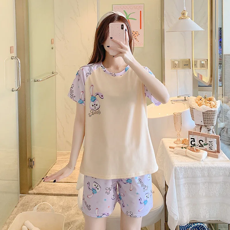 

Disney Stellalou Linabell Pajamas Sets Cartoon Women Spring And Summer Sleepwear Lovely Short sleeve shorts Home Suits Polyester