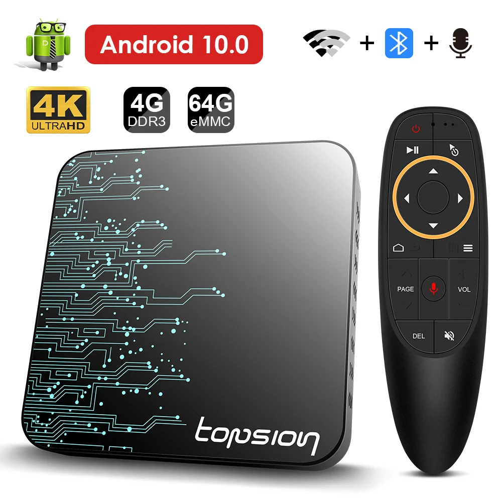 ТВ-приставка Topsion TP01 на Android 10, 4 + 32/64 ГБ, 4K, H.265, 2,4/5 ГГц