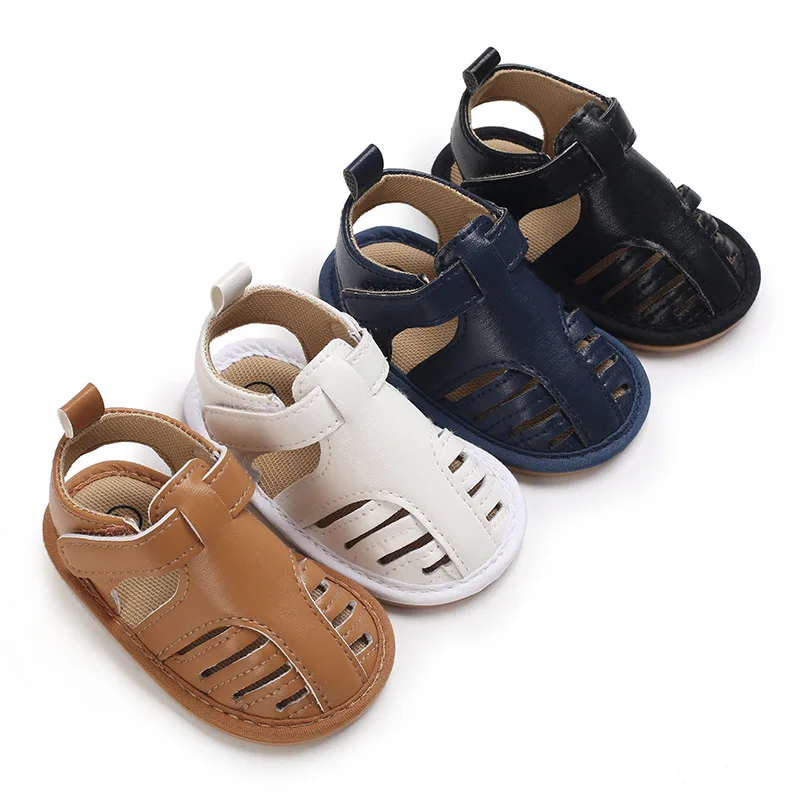 

2022 New Summer Newborn Infant Baby Boys Girls PU-Lether Shoes Sandals Soft Sole Hollow Sneakers Sandals Shoes Fit For 0-18M