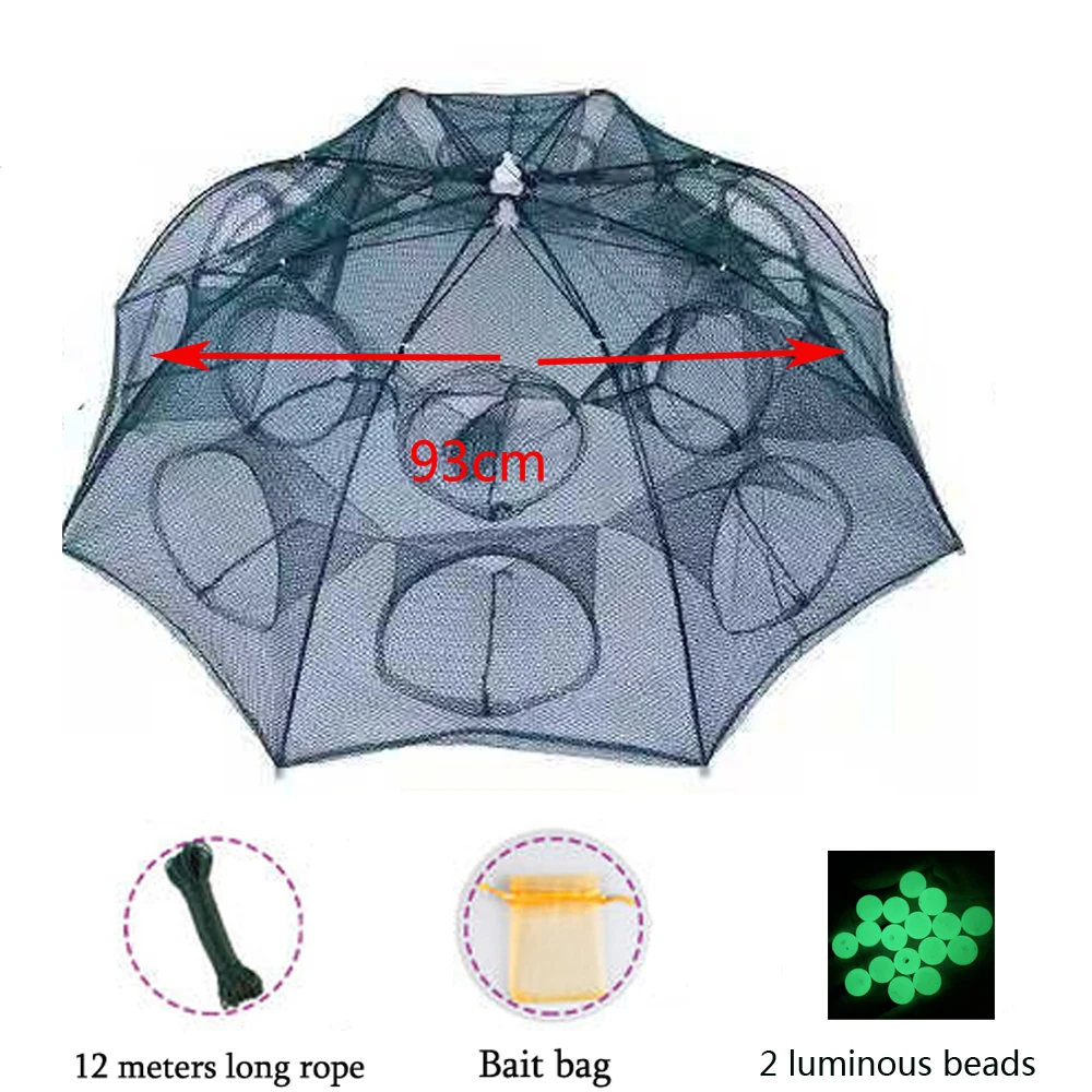 4-20 Holes Fishing Net Folded Portable Hexagon Fish Network Casting Nets Crayfish Shrimp Catcher Tank Trap  Cages Mesh Tra