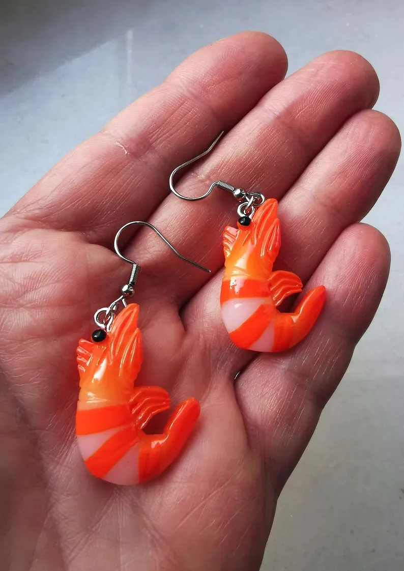 Серьги в виде креветки креветок морепродукты суши Очаровательное украшение