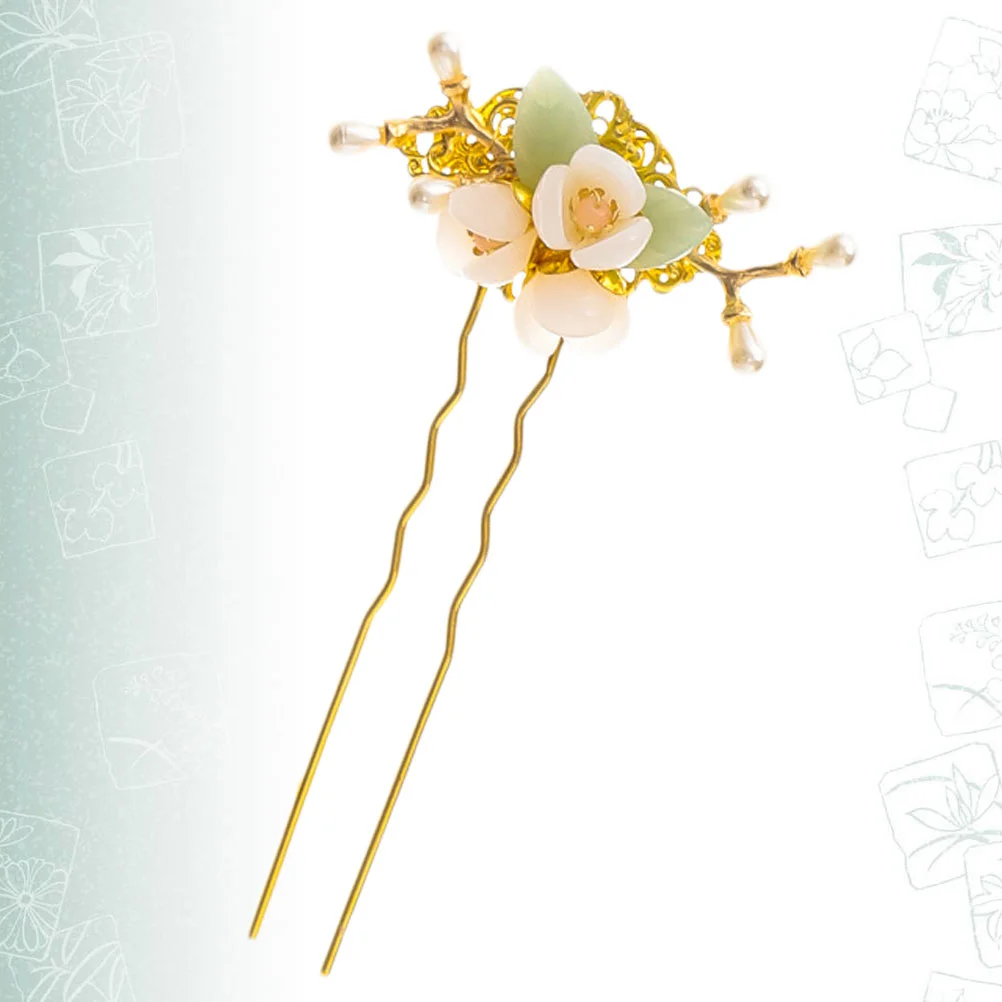 

Hair Sticks Accessories U Vintage Pin Chopsticks Asian Geisha Japanese Shawl Buns Wooden Pearl Wedding Shaped Chignon Flower
