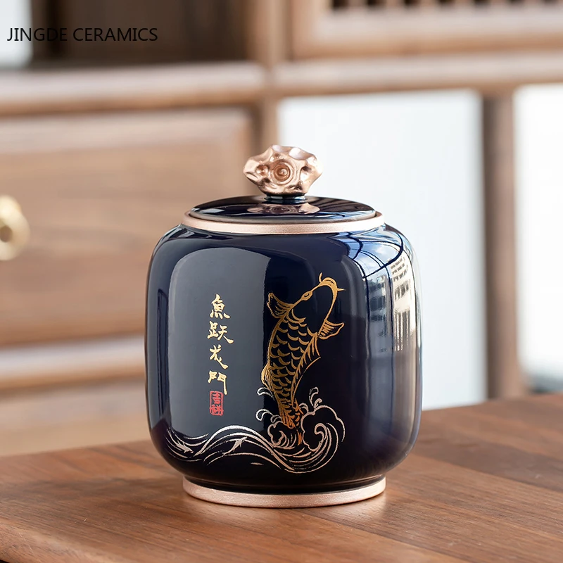 

Chinese style Travel Tea Jar Oolong Tieguanyin Containers Portable Ceramics Tea Caddy Sealed Storage Tank Spice Candy Organizer