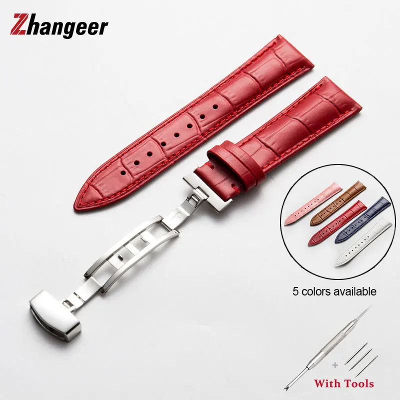 Watchbands Genuine Leather Watch Band straps 15mm 16mm 17mm 18mm 19mm 20mm 22mm Watch accessories Women Men Pink Red Belt band