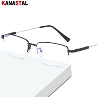 men blue light blocking reading glasses women titanium half eyeglasses frame metal rimless anti fatigue presbyopic lens eyewear