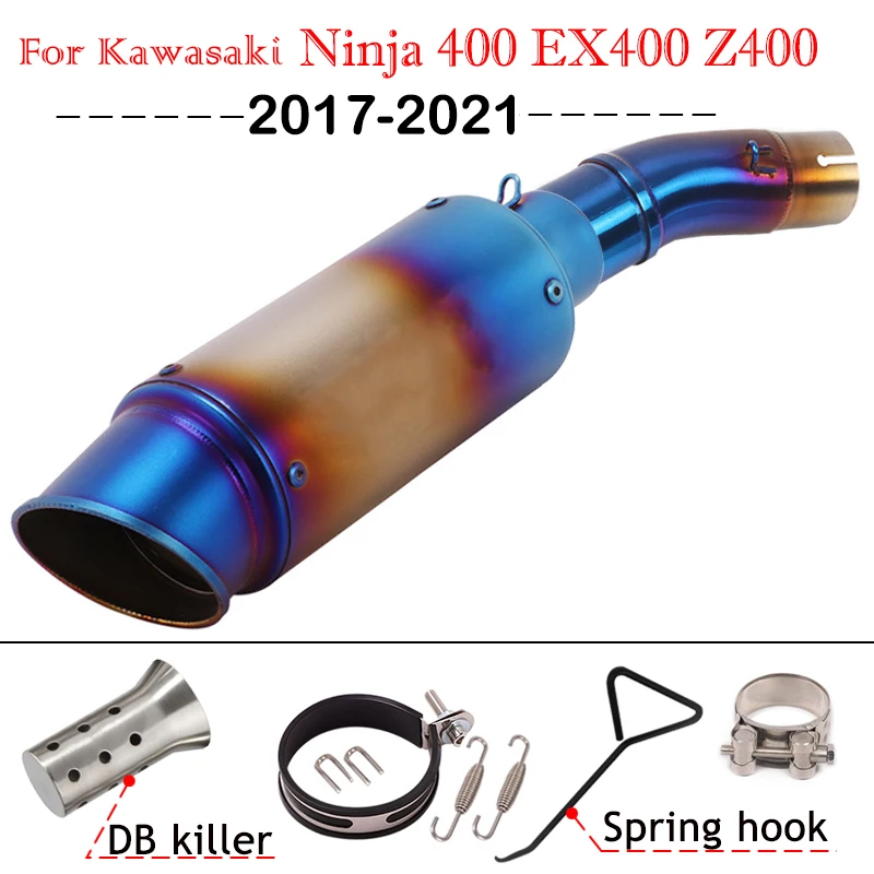 

Exhaust System Mid Pipe Carbon Fiber Style Slip On SC Muffler DB Killer Fit for Kawasaki Ninja 400 Z400 EX400 2017-2021 2020