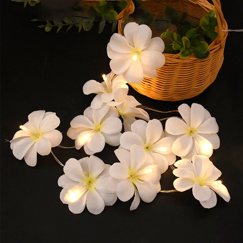 

10LED Artificial Plumeria Flower Garland String Light Hawaiian Wedding Flowers Fairy Lights For Home Decor Birthday Hawaii Party
