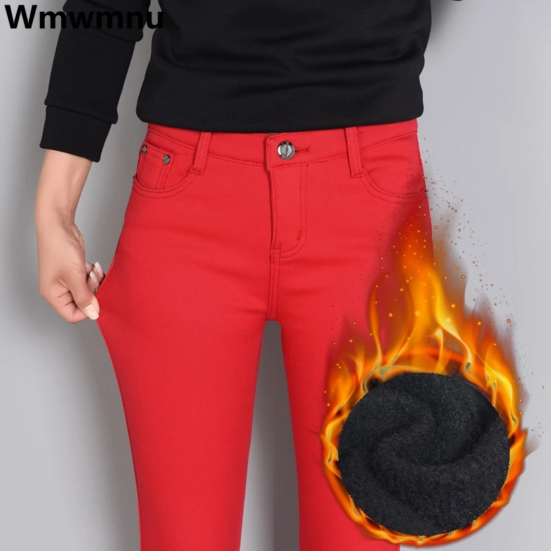 

Утолщенные обтягивающие джинсы-карандаш с плюшевой бархатной подкладкой, зимние теплые эластичные джинсовые брюки-стрейч, джинсовые брюки длиной до щиколотки,