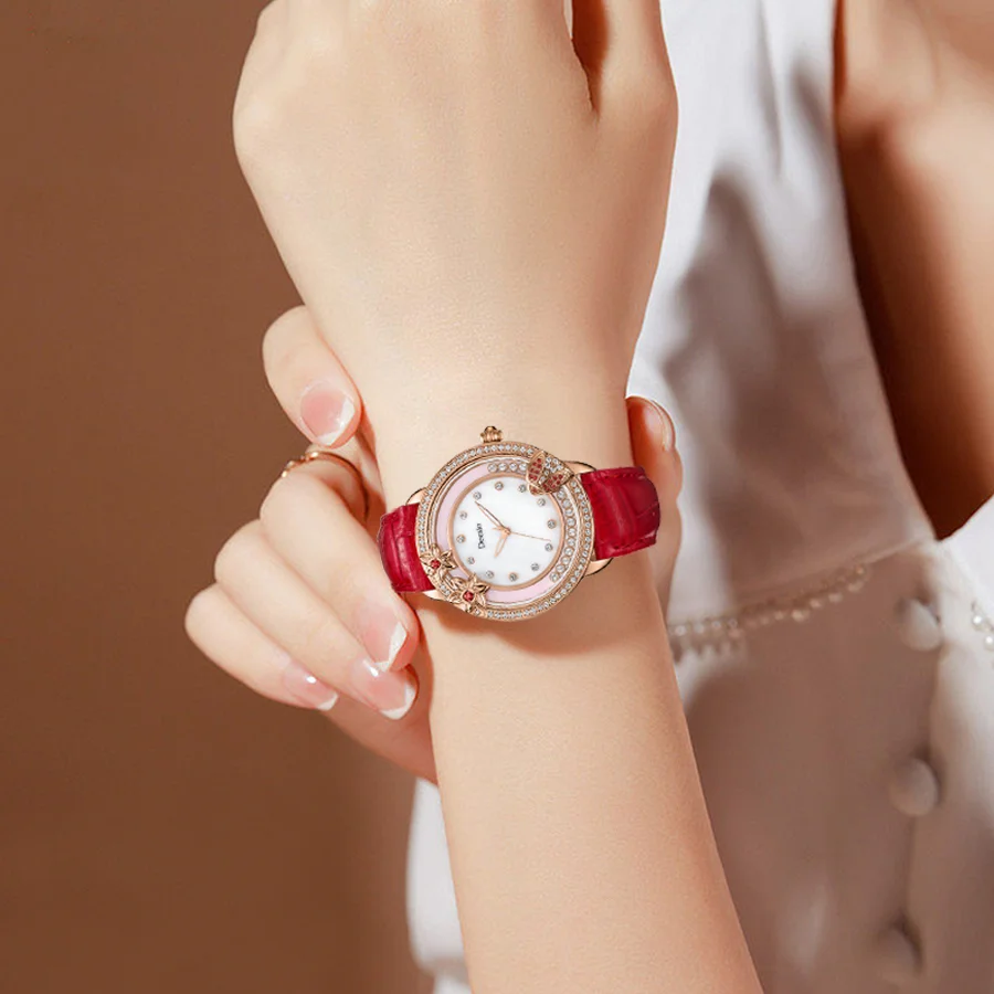 Роскошные женские кварцевые часы Deesio водонепроницаемые с японским механизмом