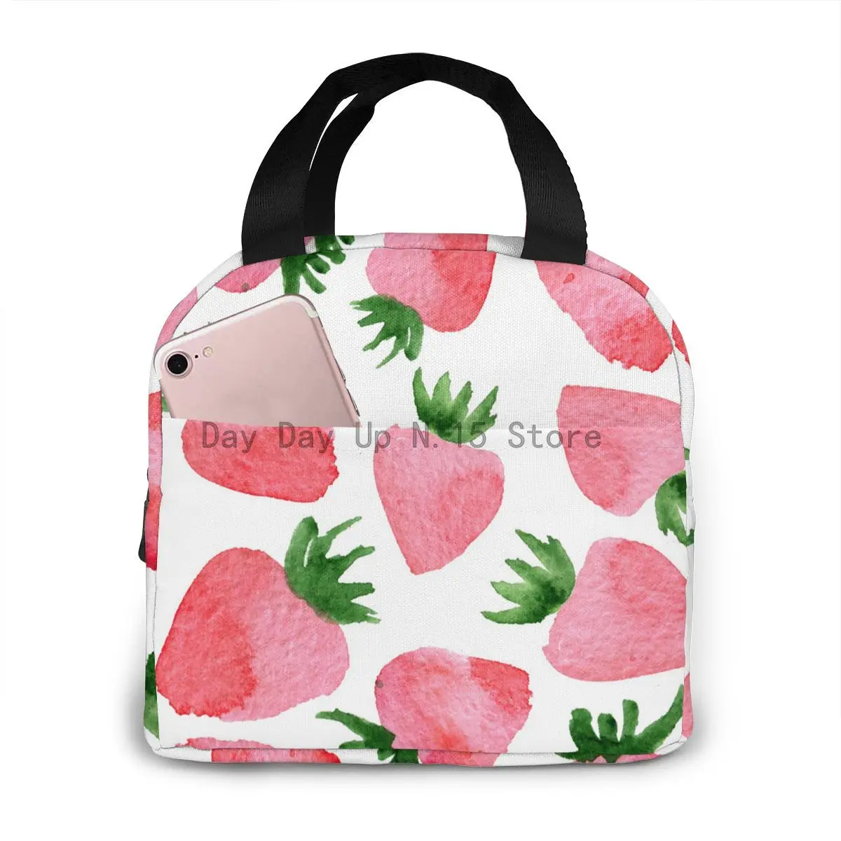 

Insulated Lunch Bag Thermal Watercolor Strawberry Tote Bags Cooler Picnic Food Lunch Box Bag