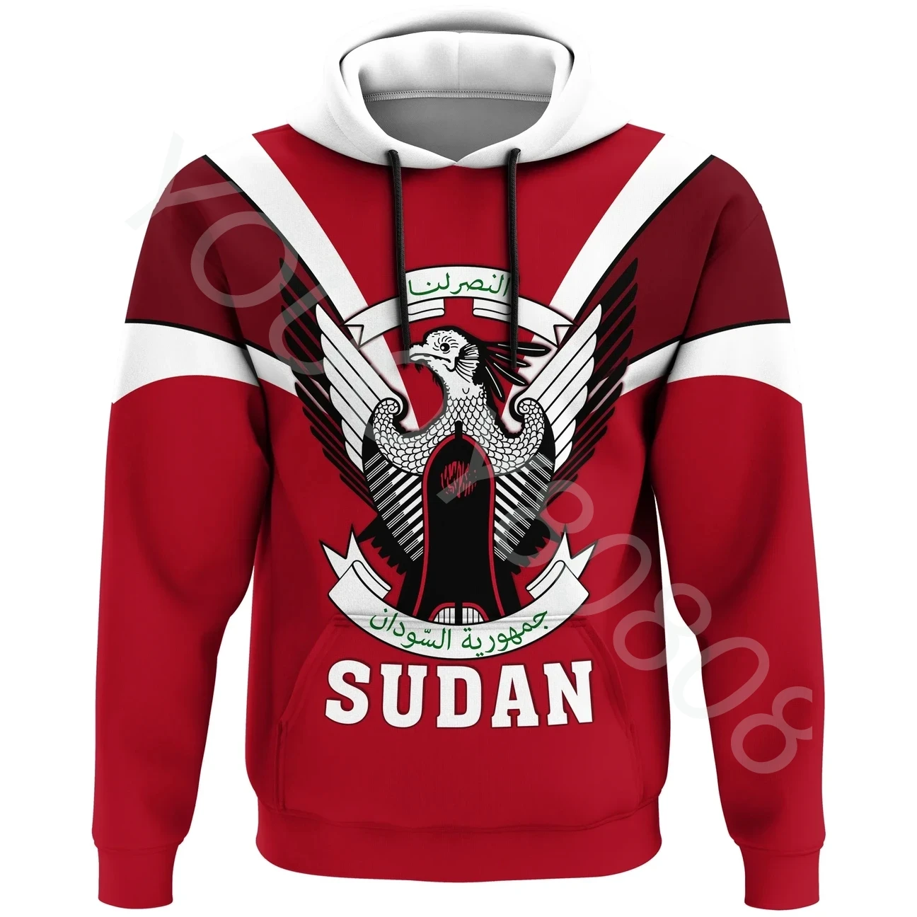 

New African Zone Clothing Sudan Hoodie - Fangs Style Pullover Hoodie Printed Casual Sweatshirt Street Style Clothing