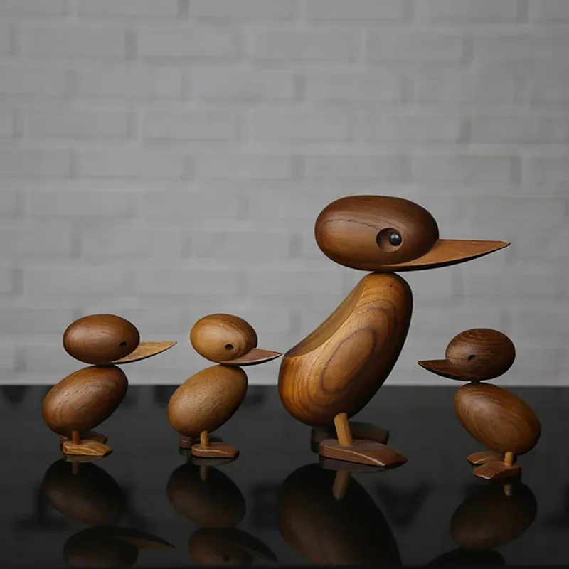 

NEW Nordic Designs Home Decoration Duck Mum Baby Wood Figurines Danish Famous Wooden Hand Crafts Classic Creative Decor Miniatur