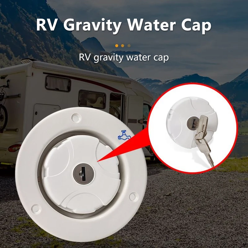 Фото Автомобильная крышка бака для воды, черная/белая для Fiamma RV, запираемая крышка бака для наполнителя воды с 2 ключами для каравана, дома на колесах 98658-001 №2