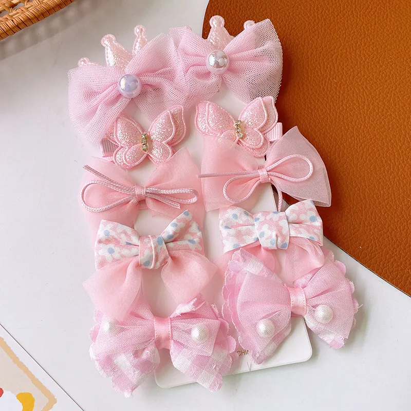 10 шт. милые тканевые сетчатые заколки для волос с бантом Цветочные универсальные