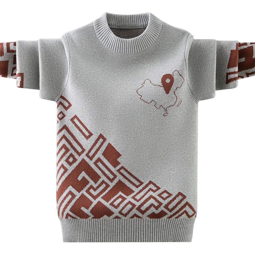 

Детские свитера для мальчиков 2022 осень/зима китайский стиль жаккардовый узор детские вязаные утепленные пуловеры