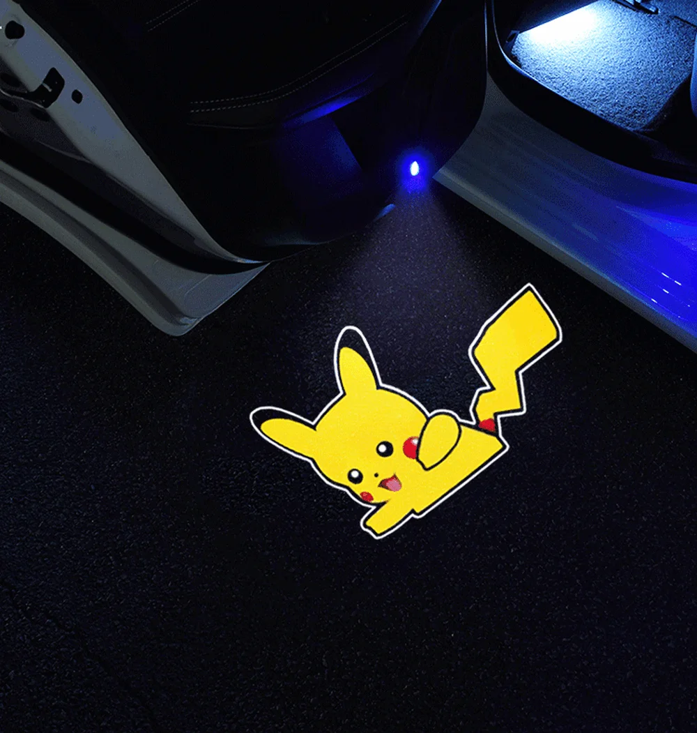 Novelty LED Car Light Dynamic Cartoon Projector Lamp Rechargeable Door Atmosphere Warning Pikachu Anime Decor | Лампы и освещение
