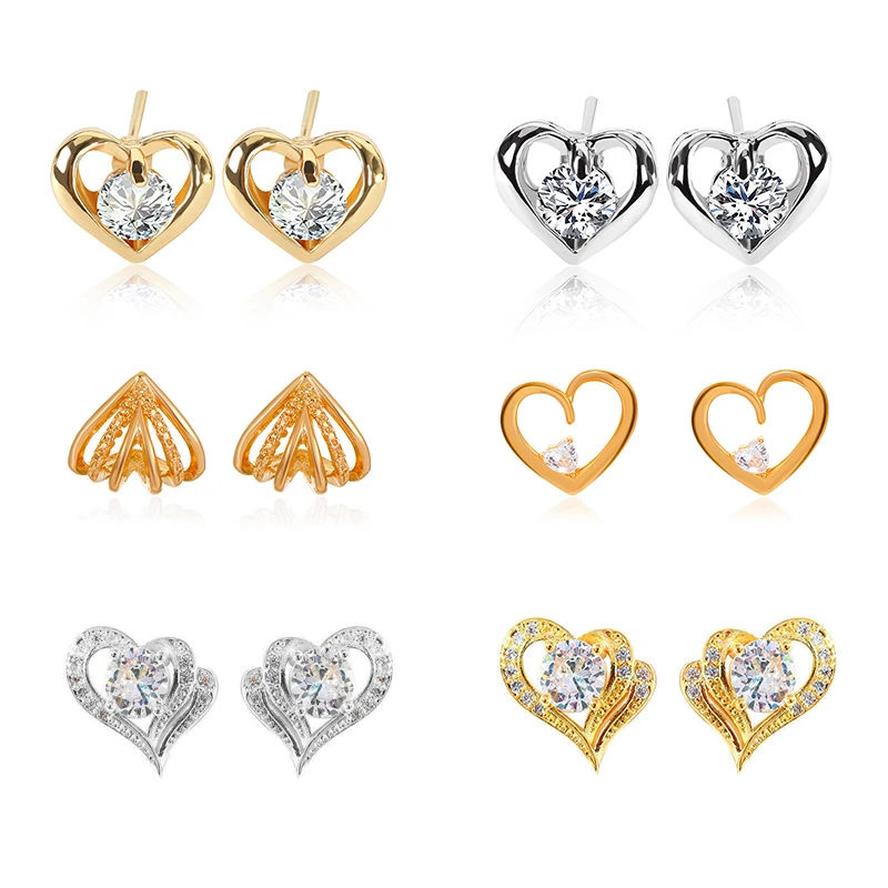 

2022 New Love Shape Earrings Women's Fashion Simple Inlaid Zircon Earrings Girls Jewelry Gifts Pendientes Mujer