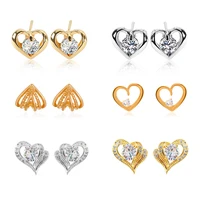 2022 new love shape earrings womens fashion simple inlaid zircon earrings girls jewelry gifts pendientes mujer