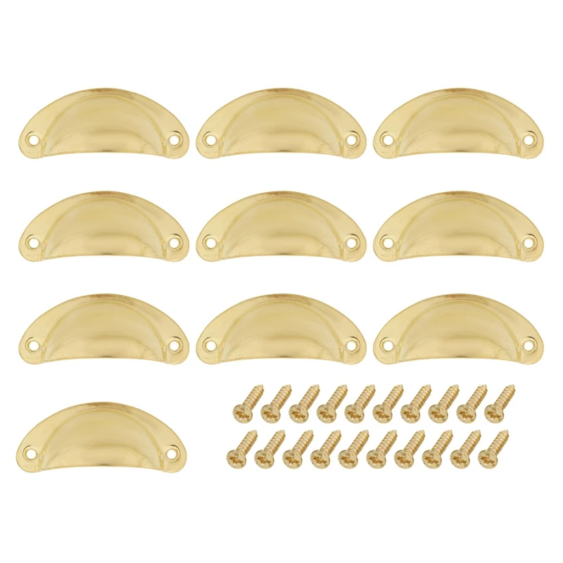 

Cup Drawer Pull Kitchen Cabinet Handle Gold Tone, 66Mm Hole Centers, 10 Pack