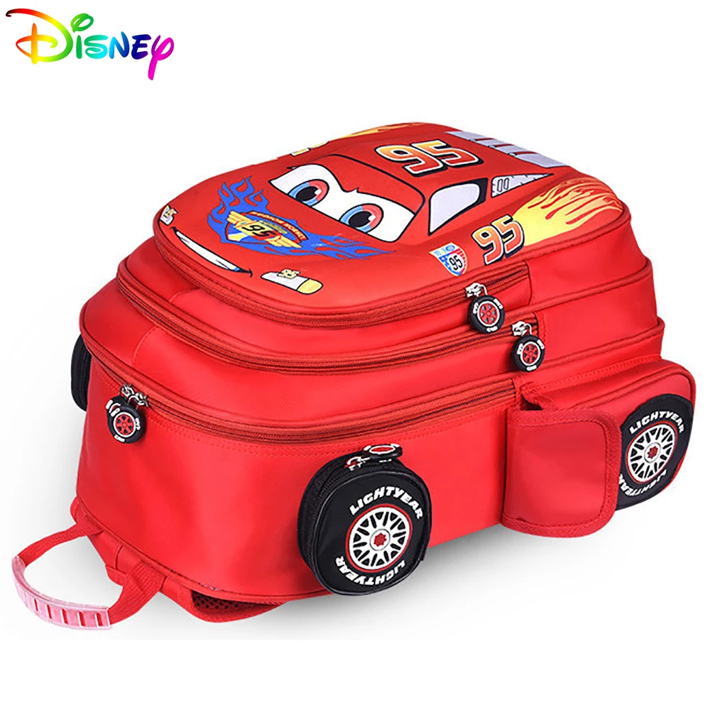 Детские школьные ранцы с 3D машинками Disney, брендовые рюкзаки для мальчиков, Мультяшные детские дорожные сумки с молнией для детских садов