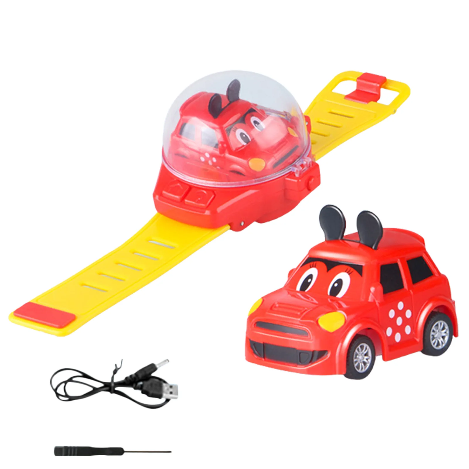 

Remote Control Car Watch Car Toys For Kids Cartoon Mini Remote Controlled Toys Soft Wearable Wristband Rechargeable Car Toy Easy