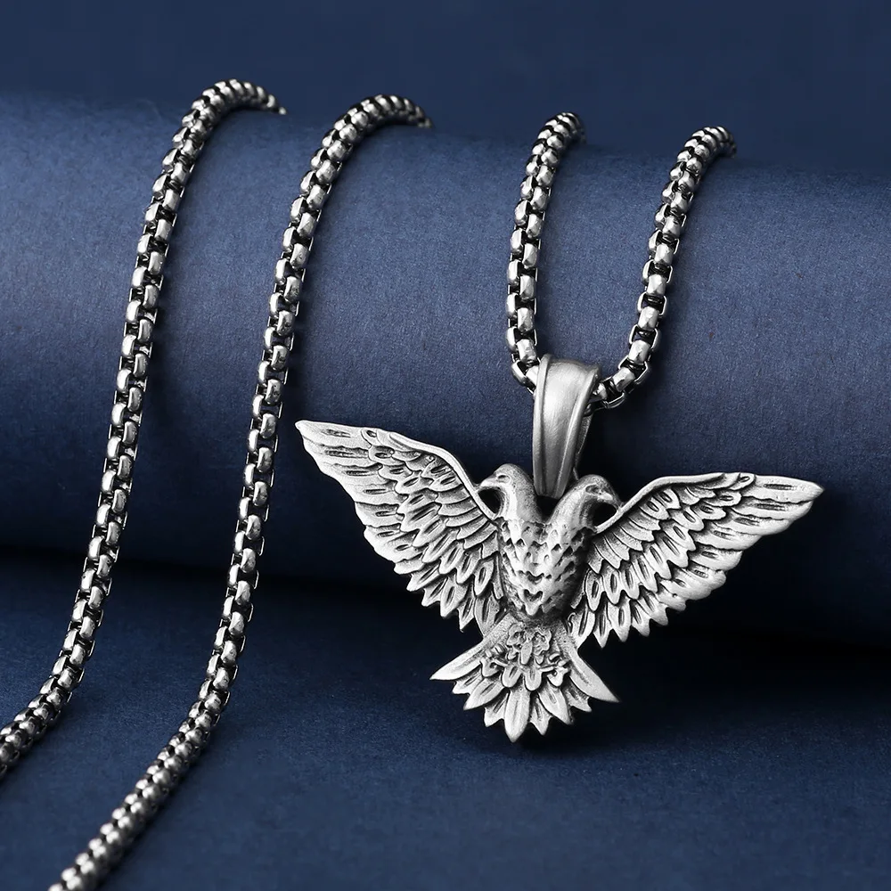

Sheishow Fashion Street Hip Hop Eagle Shaped Titanium Pendant Necklace for Men Stainless Steel Engrave Craft Party Punk Jewelry