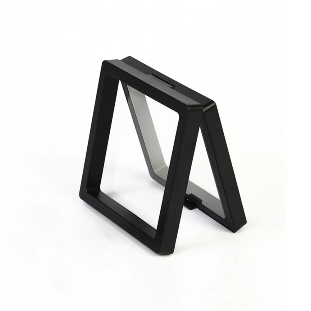 

3 Pcs Storage Box 3D Floating Tabletop Medallions Stand Coins Holder Jewelry Display Frame Square Transparent Stamp Show Case