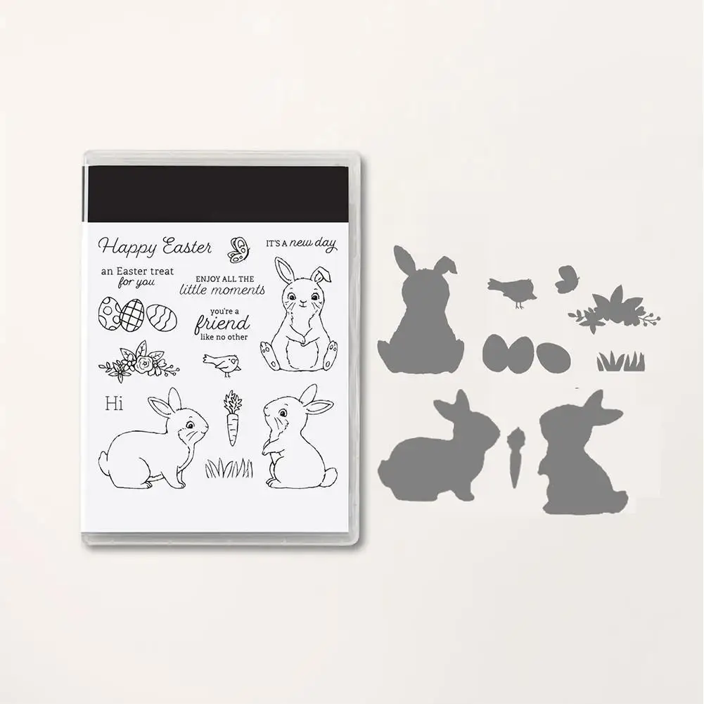 

2023 New Cute Bunny Cutting Dies Stamps Scrapbook Diary Diy Sale Handmade Card Embossing Hot Greeting Template Decoration V1i2