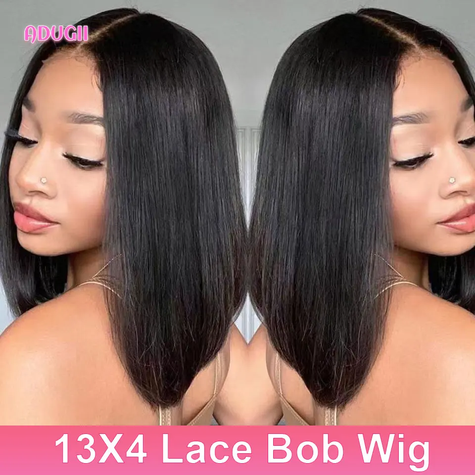 Short Straight Lace Bob Wig Natural Color Lace Front Human Hair Wigs For Black Women Remy Hair Transparent Closure Wig