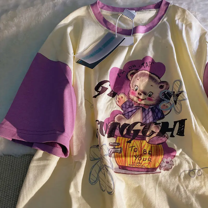 

Chic Comics Vintage Style Cotton T Shirts Women Loose O-Neck Summer Tshirts 2021 New Harajuku Teens Kawaii Clothes Students Tees