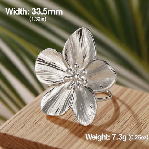 EUEAVAN Золотое кольцо из нержавеющей стали с цветком