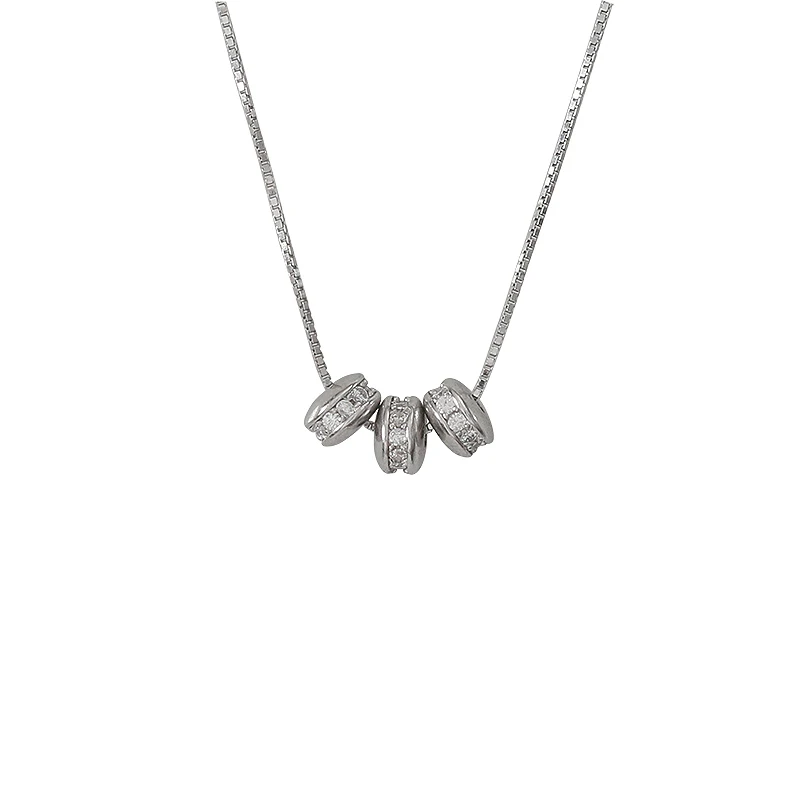 

925 sterling silver three transfer beads necklace female new niche design sense high-end light luxury collarbone chain summer