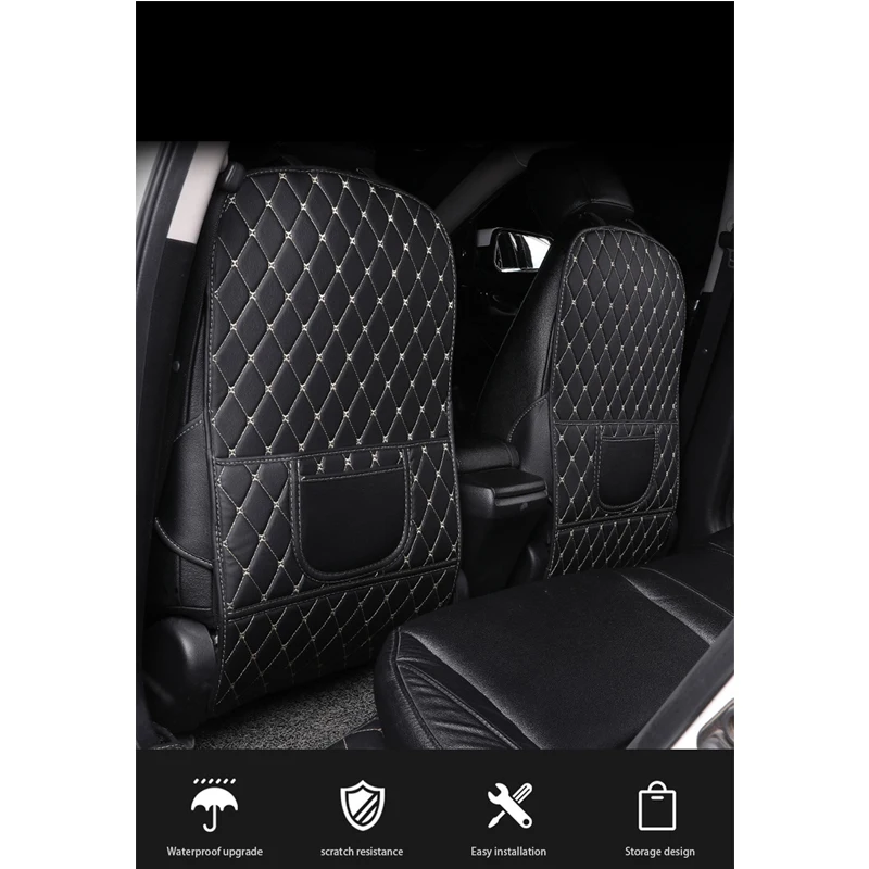 

PU Leather Car Anti-Kick Mats Auto Seat Back Protector Cover Car Back Seat Organizer with Storage Pockets Interior Accessories