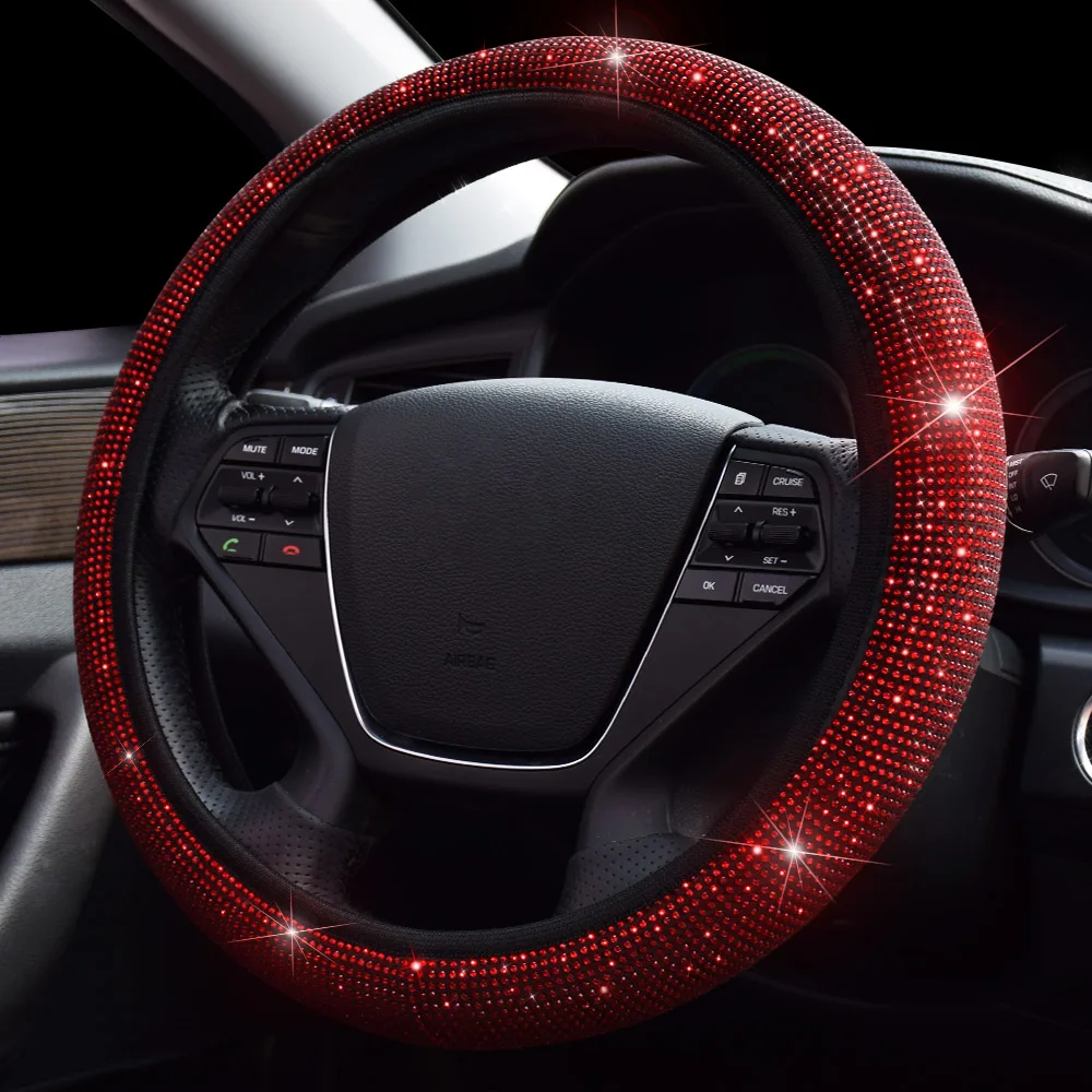 37-39cm Universal Car Steering Wheel Cover For Woman Girls Auto Interior Bling Pink Decoration Accessories For Women Girl 37-39cm Universal Car Steering Wheel Cover For Woman Girls Auto Interior Bling Pink Decoration Accessories For Women Girl